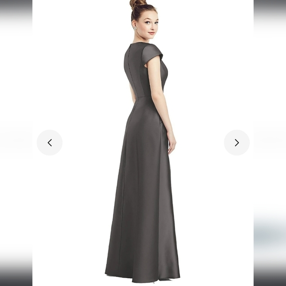 Alfred Sung Cap Sleeve A-Line Gown In Caviar Women's Size 0 NWT - Picture 4 of 10